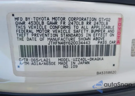 2002 Lexus Sc 430 from USA, damaged, VIN JTHFN48Y620034443